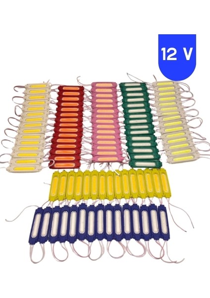 12 Volt 2 Watt Mavi Cob LED Modül IP65 10 Adet Modül