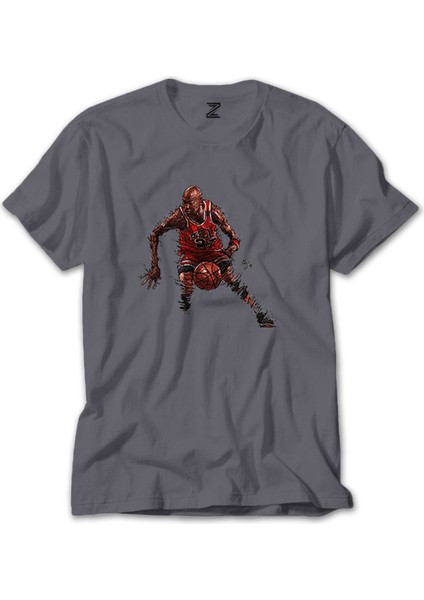 Micheal Jordan 23 Silhouette Gri Tişört