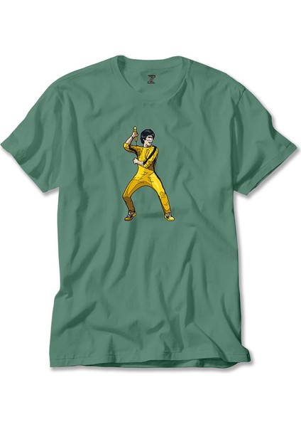 Bruce Lee Face For Fight Yeşil Tişört