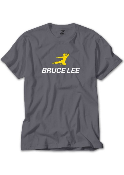 Bruce Lee Yellow Man Gri Tişört