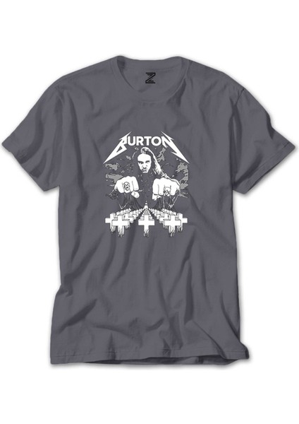 Metallica Cliff Burton Face Gri Tişört