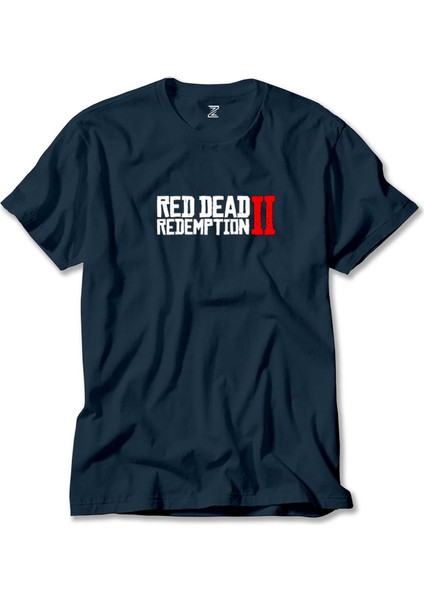 Red Dead Redemption 2 Text Lacivert Tişört