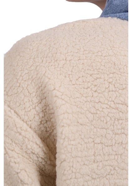 9063 Kapüşonlu Kot Detay Peluş Mont Taş indirimleri