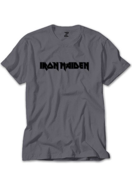 Iron Maiden Logo Gri Tişört