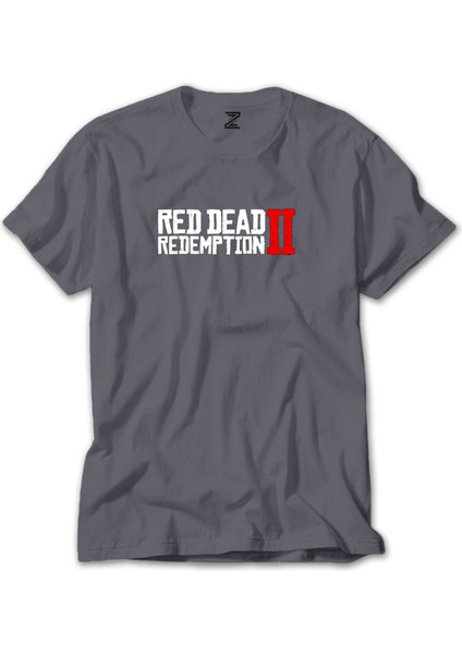 Red Dead Redemption 2 Text Gri Tişört
