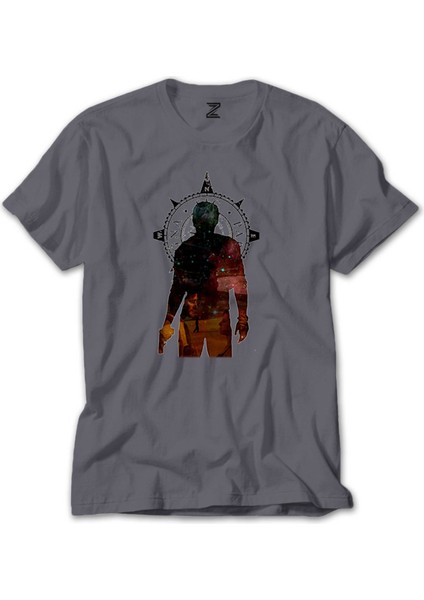 Uncharted 4 Nathan Drake Adventure Gri Tişört
