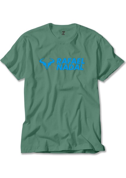 Rafael Nadal Blue Logo Text Yeşil Tişört