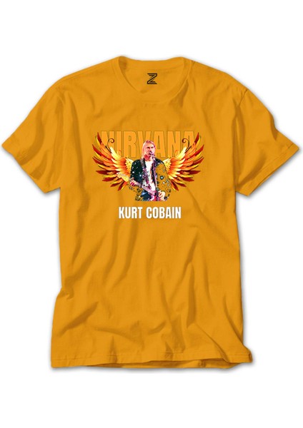 Nirvana Kurt Cobain Guitar Angel Sarı Tişört