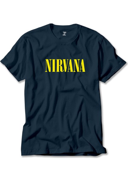 Nirvana Yazı Sarı Lacivert Tişört