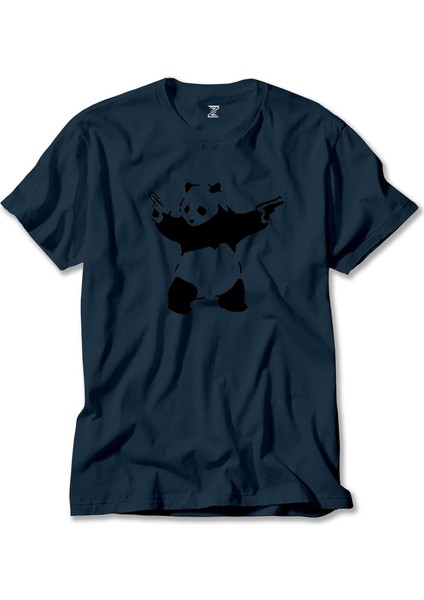 Panda Guns Lacivert Tişört