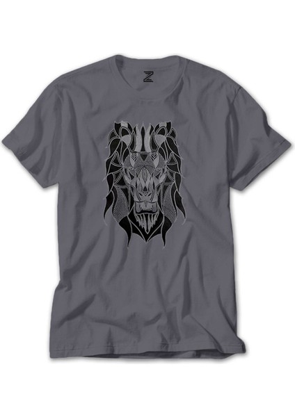 Lion Mozaik Gri Tişört