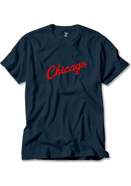 Chicago Yazı Lacivert Tişört