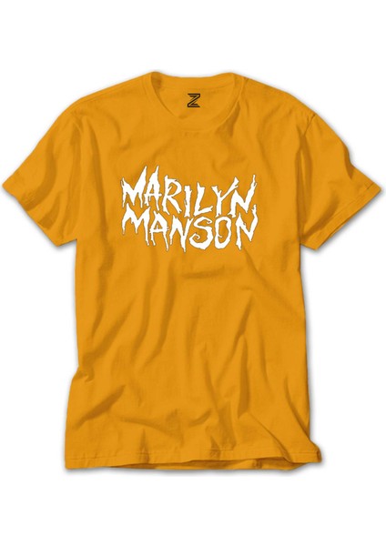 Marilyn Manson Iconic Text Sarı Tişört