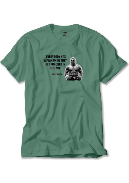 Mike Tyson Fighter Quote Yeşil Tişört