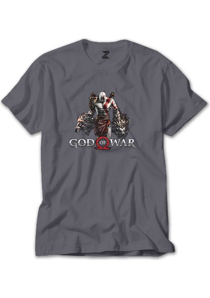 God Of War Kratos Lion Gri Tişört