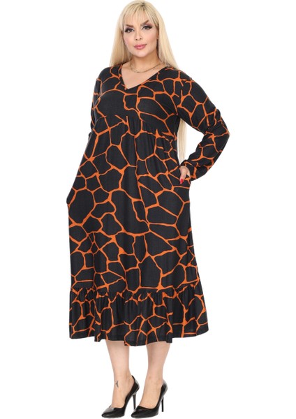 Butik Kışlık Robalı Yumoş Uzun Kollu Siyah Taş Desenli Elbise fiyatları