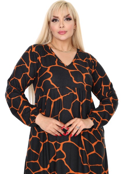 Butik Kışlık Robalı Yumoş Uzun Kollu Siyah Taş Desenli Elbise indirimleri