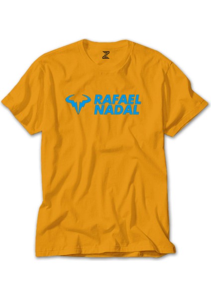 Rafael Nadal Blue Logo Text Sarı Tişört