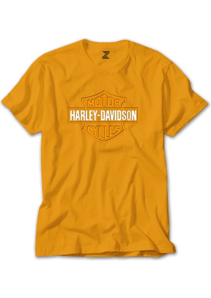 Harley Davidson Cycles Logo Sarı Tişört