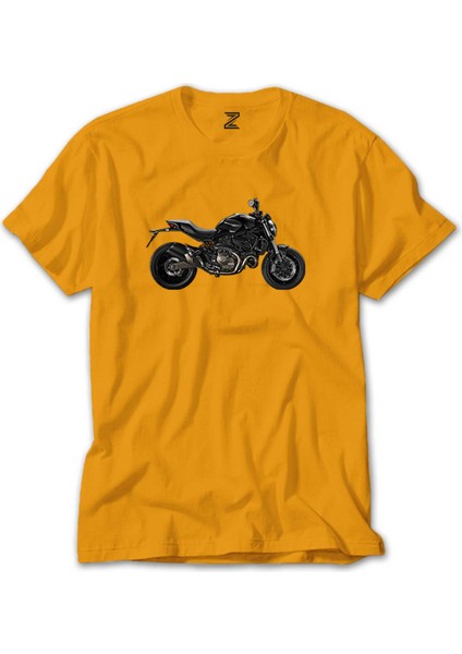 Ducati Monster Motosiklet Canavarı 821 Sarı Tişört