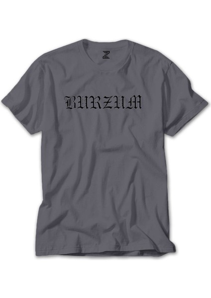 Burzum Logo Yazı White Gri Tişört