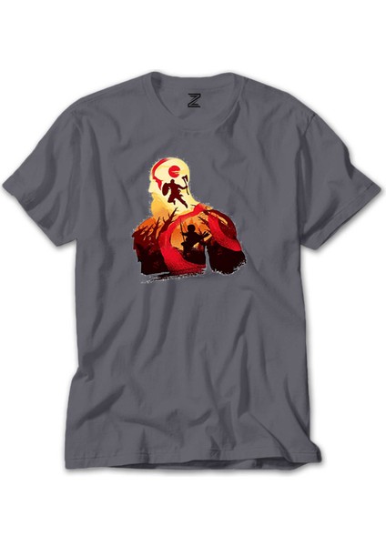 God Of War Kratos Siluet Gri Tişört