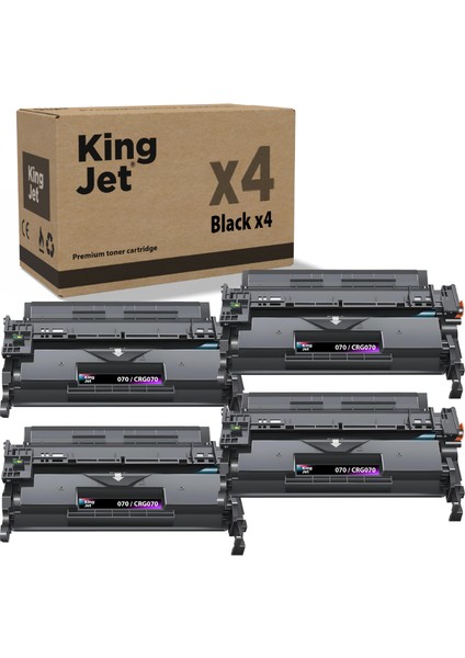 Kingjet® 070 / CRG-070 4'lü Paket - Canon Uyumlu Çipli Muadil Toner