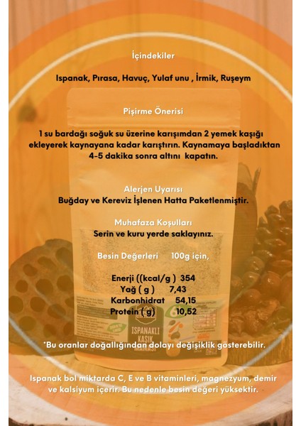 Ispanaklı Kaşık Maması 100G + 6 Ay