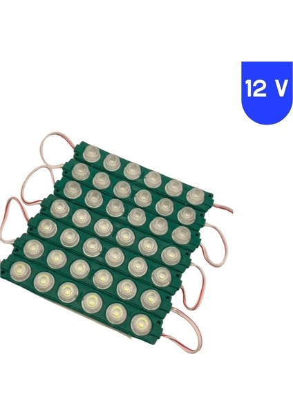 12 Volt 6 Watt 6 Lensli Yeşil 3030 Smd LED Modül IP65 10 Adet Modül