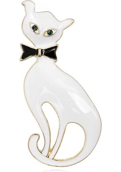 Kedi Figürlü Mine Kaplamalı Kadın Broş Yaka Iğnesi fiyatları