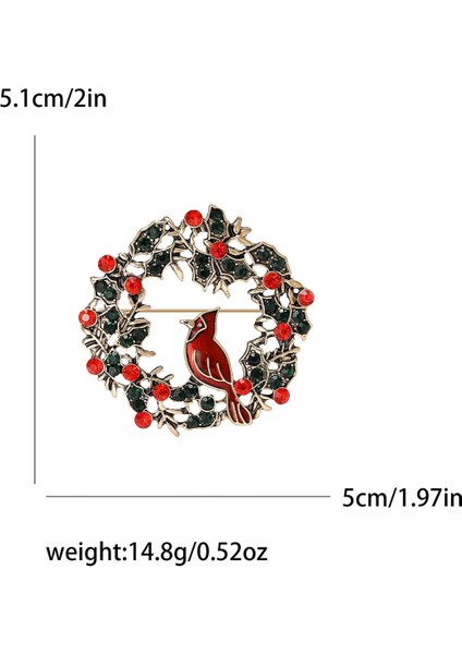 Antik Çelenk Arasında Kardinal Kuşlu Kırmızı Şans Kuşu Özel Taşlı Broş Yaka Iğnesi fırsatları