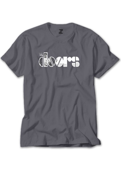 The Doors Logo Gri Tişört