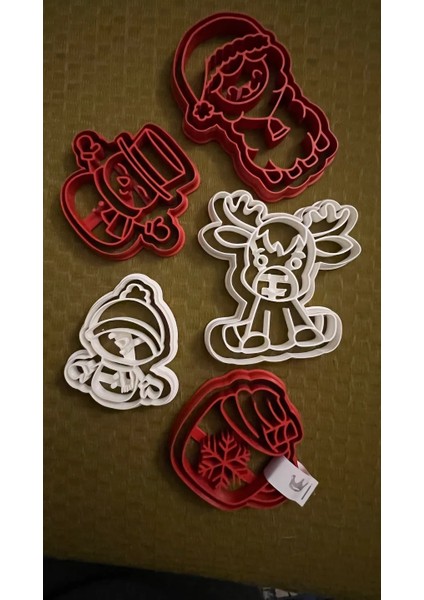 5'li Christmas Kurabiye Kalıbı / Yılbaşı Kurabiye Kalıbı Kurabiye Kardan Adam Çam Ağacı Noel Baba