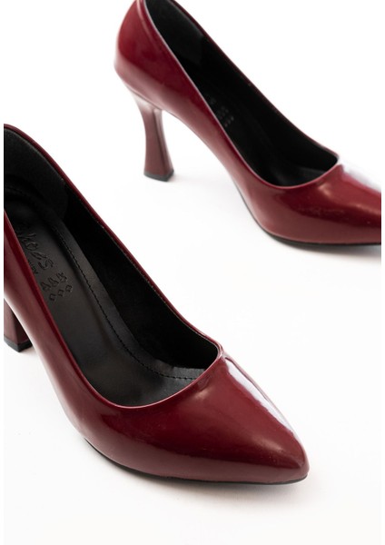 ST-001 Bordo Rugan Günlük 9 cm Topuklu Bayan Stiletto Ayakkabı