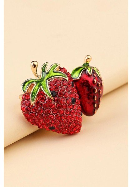 Tatlı Çilekler Taşlı Kadın Broş Yaka Iğnesi fiyatları