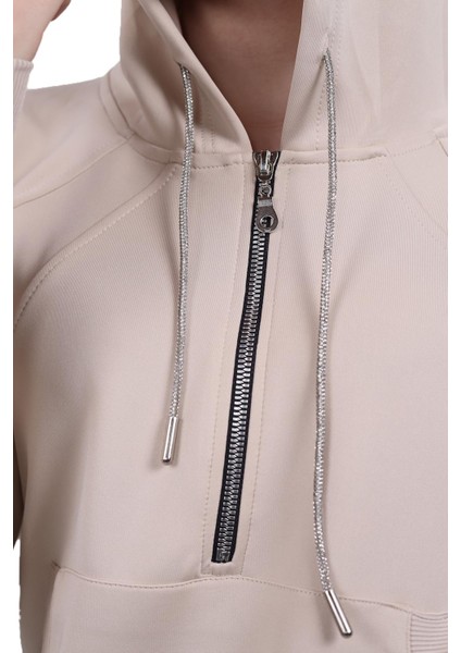 9162m Yarım Fermuar Detay Sweat Taş indirimleri