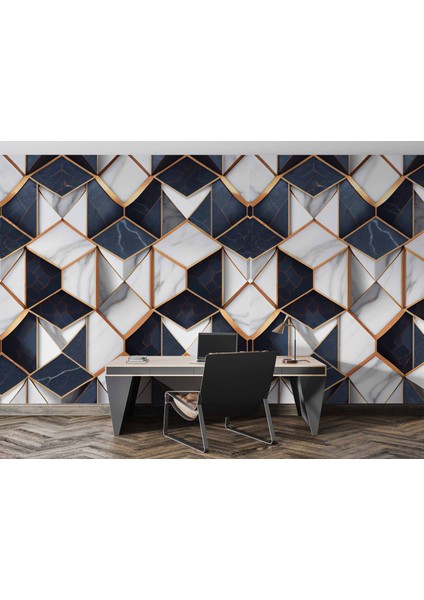 Siyah Beyaz 3 Boyutlu Mermer Temalı Duvar Kağıdı fırsatları