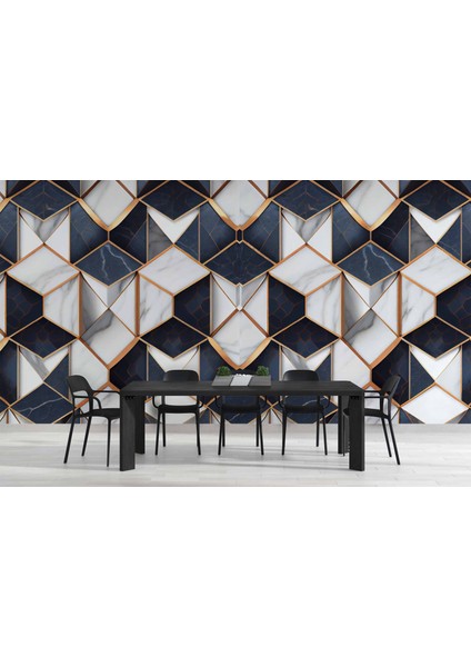 Siyah Beyaz 3 Boyutlu Mermer Temalı Duvar Kağıdı indirimleri