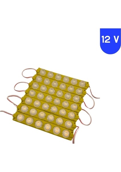 12 Volt 6 Watt 6 Lensli Sarı - Amber 3030 Smd LED Modül IP65 10 Adet Modül