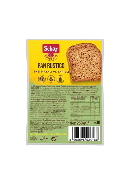 Rustico Glutensiz Lifli Ekmek 250 gr (8 Adet)