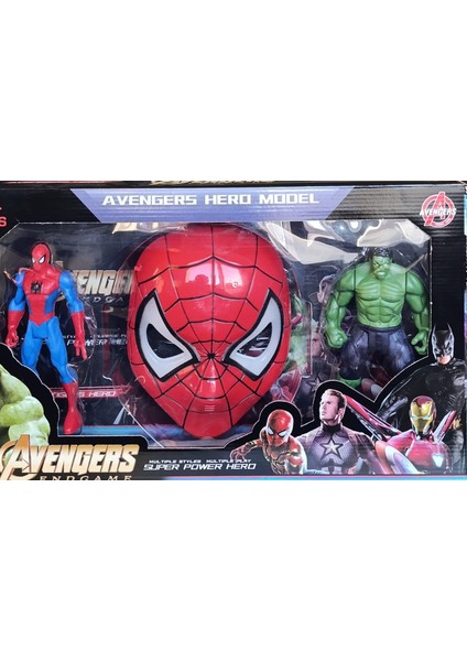 2156 Avengers Spiderman Maskeli Hulk ve Spiderman Karakter Seti 17 cm