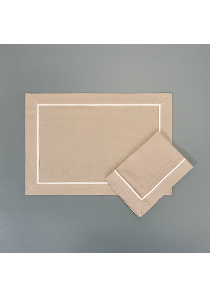 Soft Biyeli 2'li Amerikan Servis - Bej - 35X50 cm