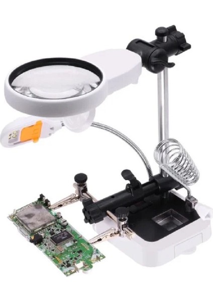 15 Ledli Büyüteçli Anakart Bord Tutucu Havya Standı MG16129-DC