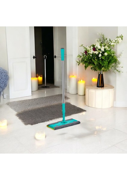 Emayhome Yengeç Mop Temizlik Seti ”turkuaz” Klipsli Mandallı Mop Çift Taraflı +1 Mikrofiber Bez