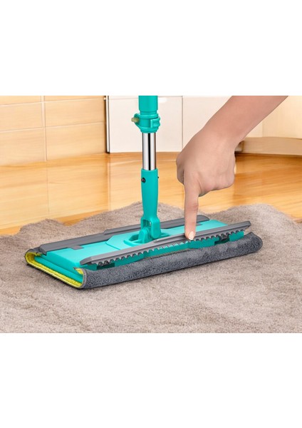 Emayhome Yengeç Mop Temizlik Seti ”turkuaz” Klipsli Mandallı Mop Çift Taraflı +1 Mikrofiber Bez