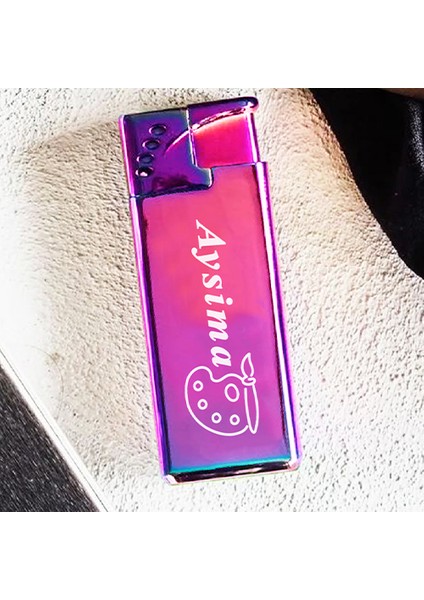 Kişiye Özel Isimli ve Kutulu Gazlı Rüzgara Dayanıklı Police Çakmak Pembe Çakmak Palet Ressam Boya Baskılı