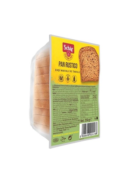 Glutensiz Pan Rustico Ekmek 250 gr