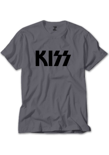 Kiss Logo 2 Gri Tişört