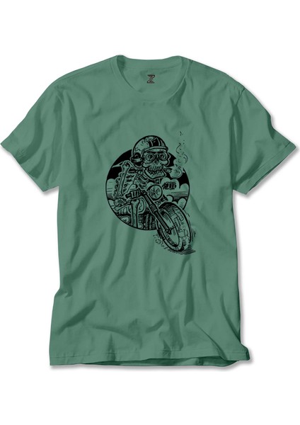 Skull Smoker Rider Yeşil Tişört
