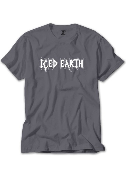 Iced Earth Logo Gri Tişört